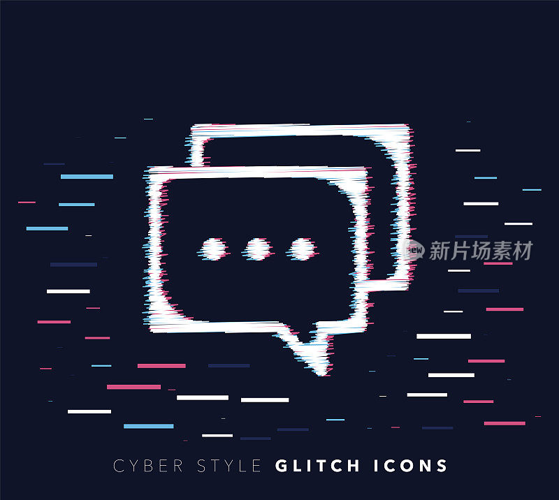Virtual Companion Glitch Effect Vector Icon Illustration
